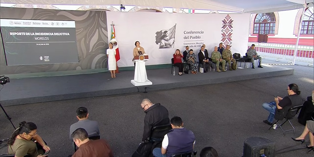 Autoridades federales informaron que el promedio diario de homicidios en Morelos disminuyó 54% desde el inicio del gobierno de Claudia Sheinbaum.