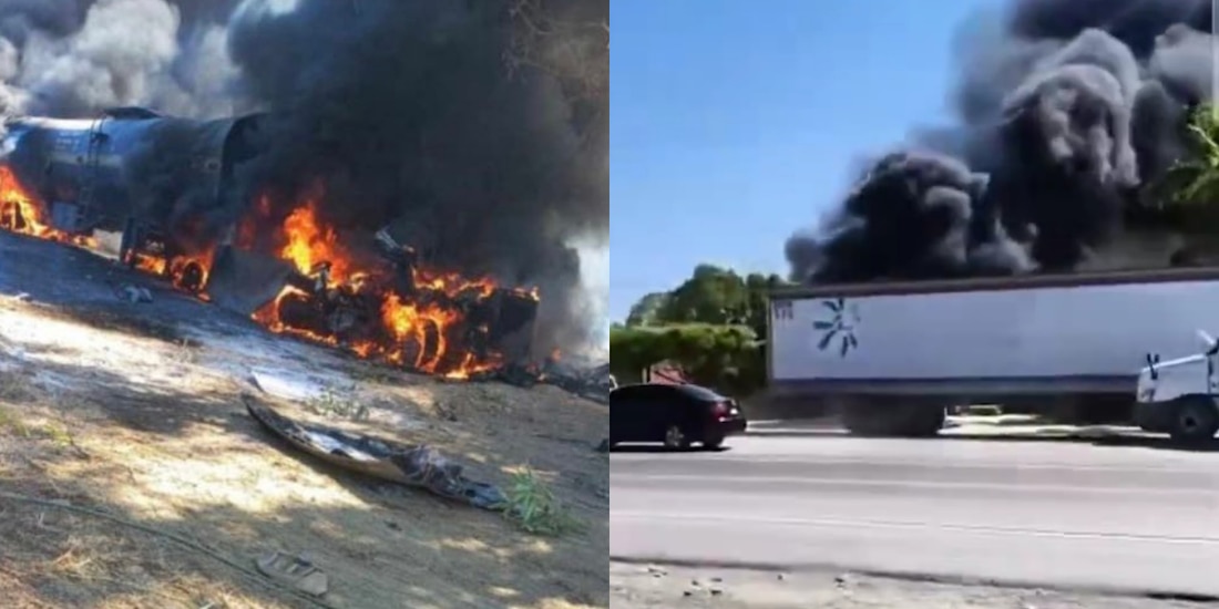 Fuerte explosión desata incendio cerca de la carretera Panamericana en Oaxaca