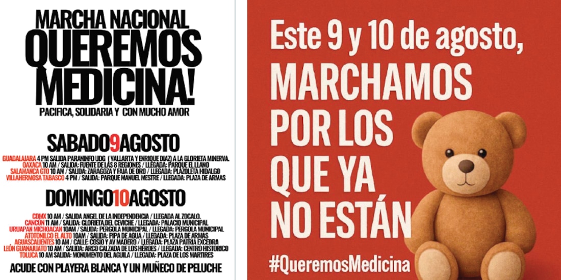 Convocatoria en redes sociales para las marchas para exigir medicinas en el país