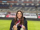Alejandra Orozco, en el Estadio Hidalgo, durante un reconocimiento el mes pasado.