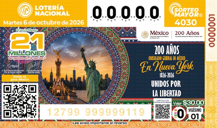 El Sorteo Mayor 4030 está dedicado a los 200 años del Consulado General de México en Nueva York.