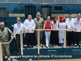 Al centro, la presidenta Claudia Sheinbaum, durante el anuncio del Tren Maya de carga.