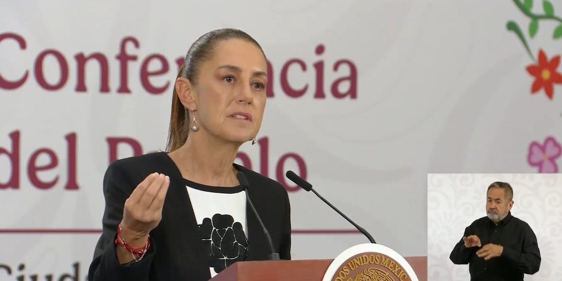 Claudia Sheinbaum, presidenta de México, en la Conferencia del Pueblo.