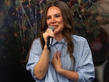Joy de Jesse & Joy en conferencia en el Auditorio Nacional tras el anuncio de la salida de su hermano de la banda por motivos personales.