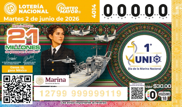El Sorteo Mayor 4014 está dedicado al Día de la Marina Nacional.