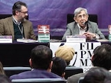 Cuauhtémoc Cárdenas, ayer, en la presentación de su libro en la FIL del Palacio de Minería.