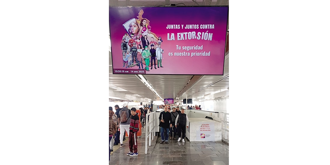 Publicidad del Gobierno local contra la extorsión, en 2025.