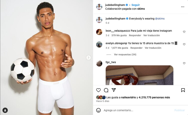 Jude Bellingham es modelo de la marca de ropa interior de Kim Kardashian