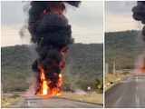 Incendio de vehículo cisterna tras volcar en la Carretera Nacional, el 8 de abril de 2026.