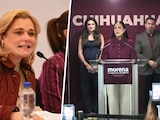 Ariadna Montiel, dirigente nacional de Morena (der.), convoca a marcha para exigir que gobernadora de Chihuahua, Maru Campos (izq.), "comparezca ante el pueblo".