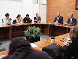 Reunión entre autoridades universitarias y Territorium, ayer.