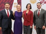 Martí Batres, Claudia Sheinbaum, Luz Elena González y Omar García Harfuch, ayer.