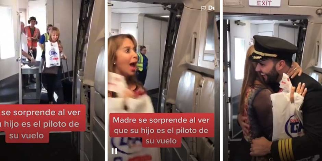Madre se sorprende al ver que su hijo es el piloto de su vuelo
