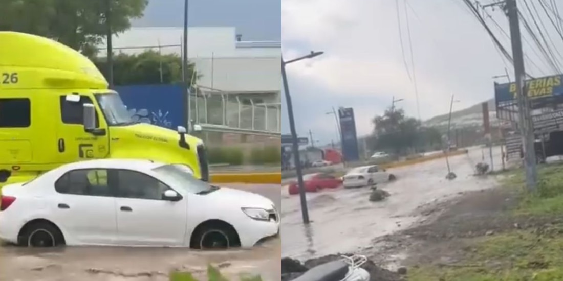 Tormentas en Jalisco provocan desbordamiento de un canal en Adolf B. Horn.