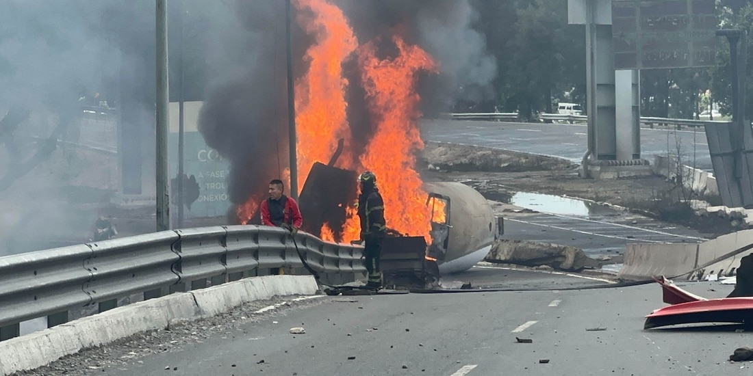 Se cumple un mes de la volcadura de una pipa de gas en el Puente de La Concordia, alcaldía Iztapalapa.