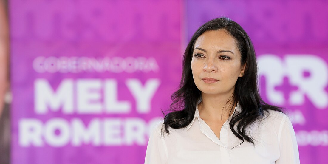 La candidata al gobierno de Colima, Mely Romero Celis, en un acto de campaña en imagen de archivo.