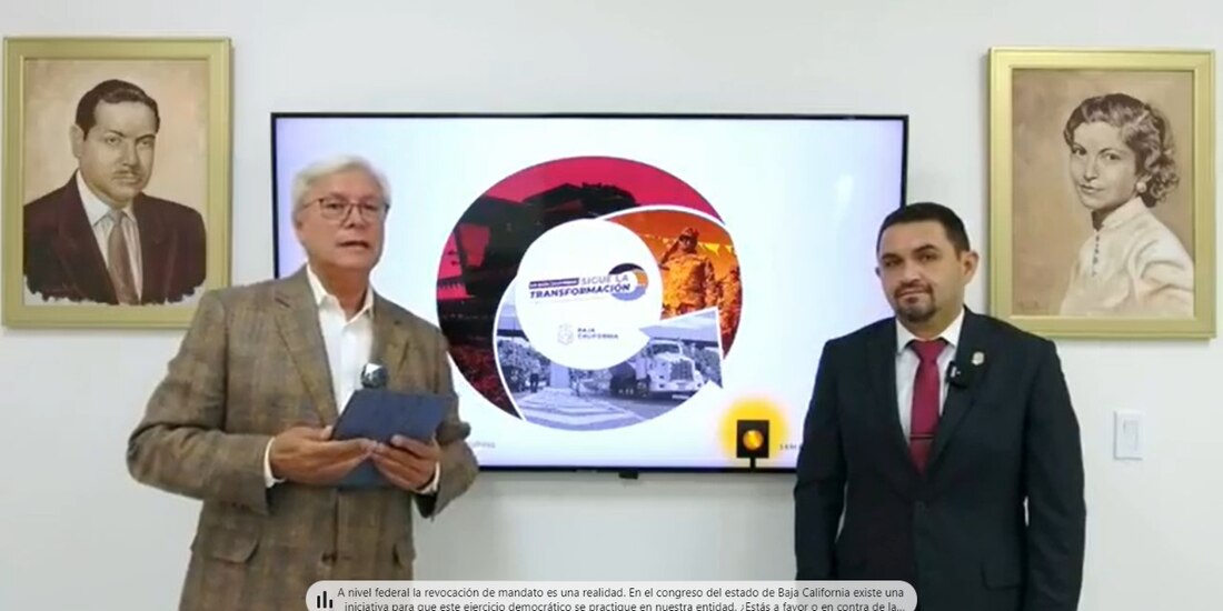 Jaime Bonilla, gobernador de Baja California, y Alonso Pérez Rico, secetario de Salud local,
