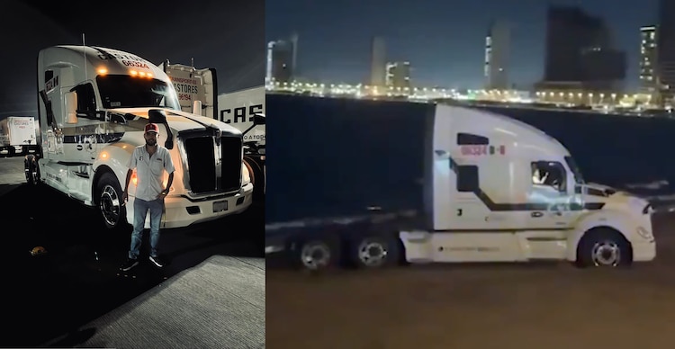 Trailero que se metió a la playa de Mazatlán