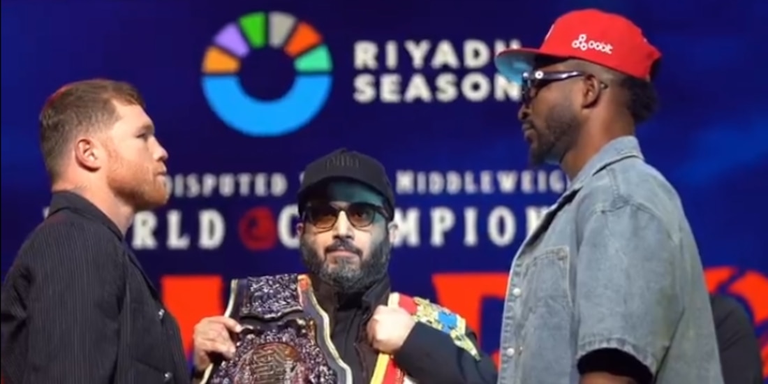 Saúl "Canelo" Álvarez en el cara a cara con William Scull.