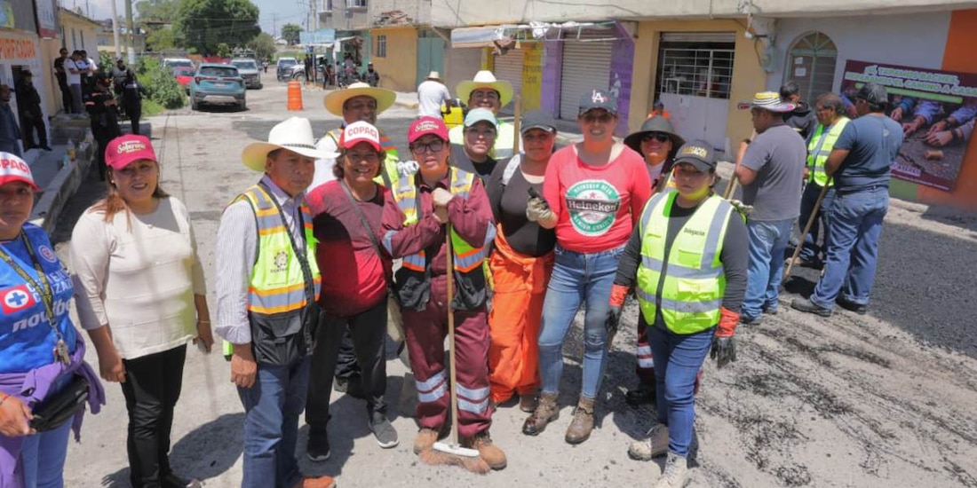 El arranque formal de las jornadas comunitarias de repavimentación se realizó en el pueblo de Santa María Chiconautla.