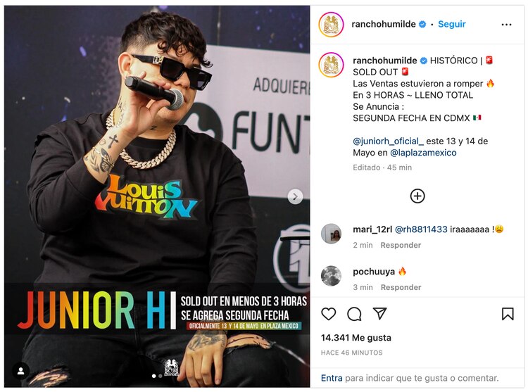 Segunda fecha anunciada para el concierto de Junior H en la CDMX