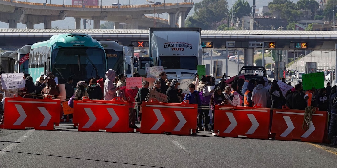 Bloqueo sobre salida de la autopista México - Cuernavaca, en fotografía de archivo.