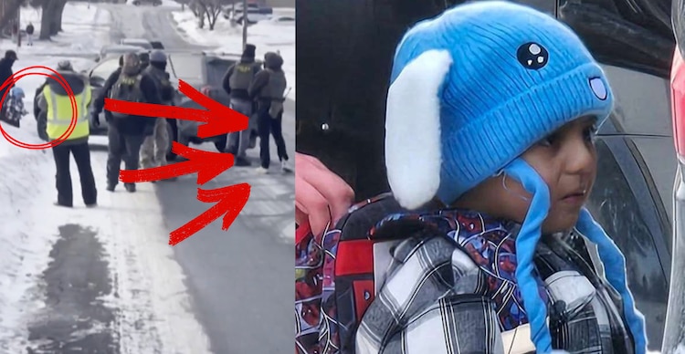 Liam Ramos siendo detenido por agentes del ICE