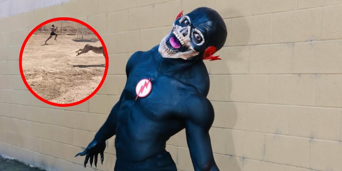 Speed, streamer deportivo, corrió contra un guepardo que le provocó heridas.