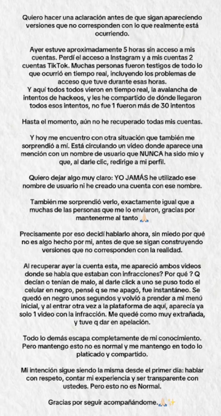 Mensaje de Galita Ari a Javi Hoyos