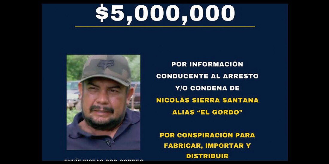 EL PRESUNTO líder de Los Viagras,
Nicolás Sierra, en la ficha de búsqueda
de EU.