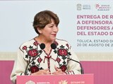 Delfina Gómez entrega 18 distinciones a defensores ambientales del Edomex.