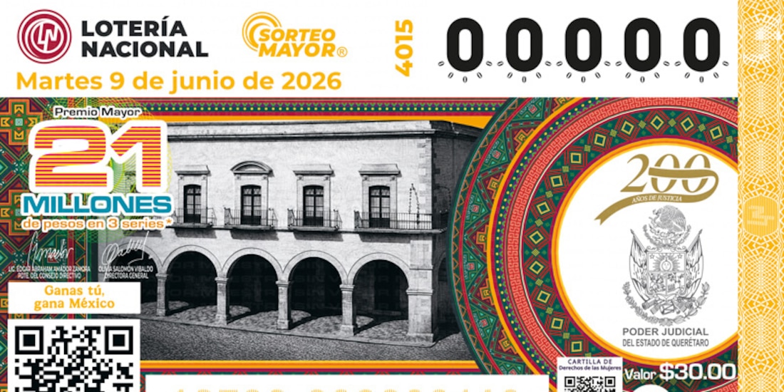 Billete del Sorteo Mayor 4015 del martes 9 de junio de 2026.