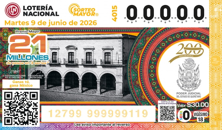 Billete del Sorteo Mayor 4015 del martes 9 de junio de 2026.