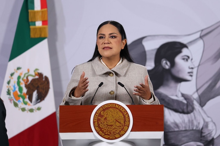 Ariadna Montiel Reyes, durante una conferencia matutina de la Presidenta Claudia Sheinbaum.