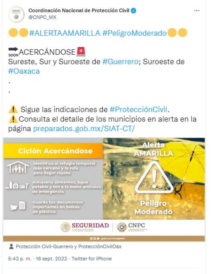 El mensaje de la CNPC en Twitter