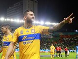 André-Pierre Gignac festeja su gol 200 con Tigres, mismo que logró en el cotejo de la Jornada 1 del Clausura 2024 de la Liga MX.