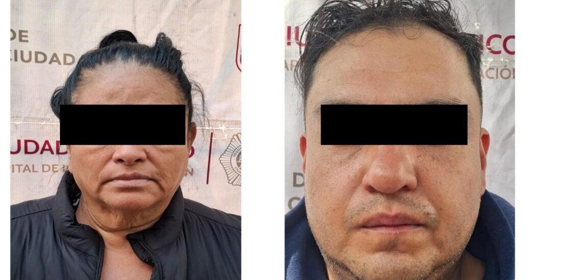 Los dos detenidos, ayer, tras cateos simultáneos en 5 domicilios de la alcaldía Tláhuac, de la CDMX.