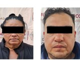 Los dos detenidos, ayer, tras cateos simultáneos en 5 domicilios de la alcaldía Tláhuac, de la CDMX.