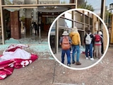 Presuntos integrantes de la CNTE rompen vidrios de edificio de la Secretaría del Bienestar, sobre Paseo de la Reforma.