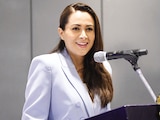 Conferencia de prensa de la mandaria estatal, Tere Jiménez, ayer.