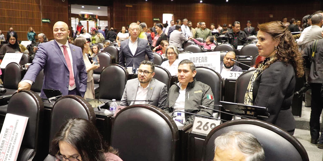 La bancada de Morena en la Cámara baja, al aprobar ayer la reforma.