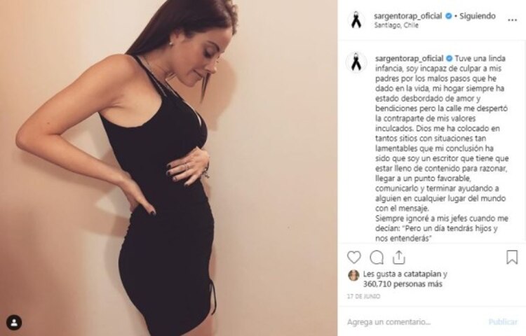 La publicaicón de Sargento cuando confirmó que esperaba un hijo con Nacha