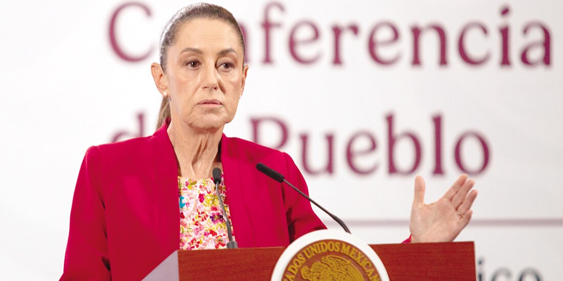 La Presidenta Claudia Sheinbaum, ayer, en conferencia de prensa.