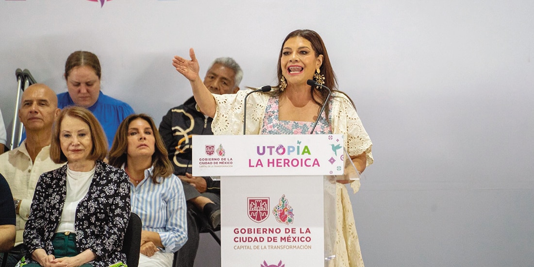 Clara Brugada, ayer, en la inauguración de la Utopía La Heroica.