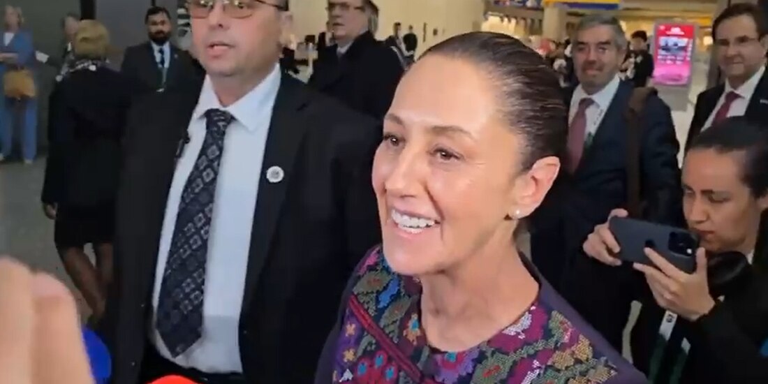 Claudia Sheinbaum, antes de su vuelo de regreso a México.