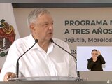 El Presidente durante su discurso en Jojutla, Morelos.