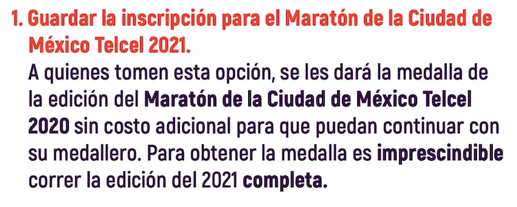 Los que guarden su inscripción para el próximo año recibirán su medalla correspondiente a la de la edición de 2020.