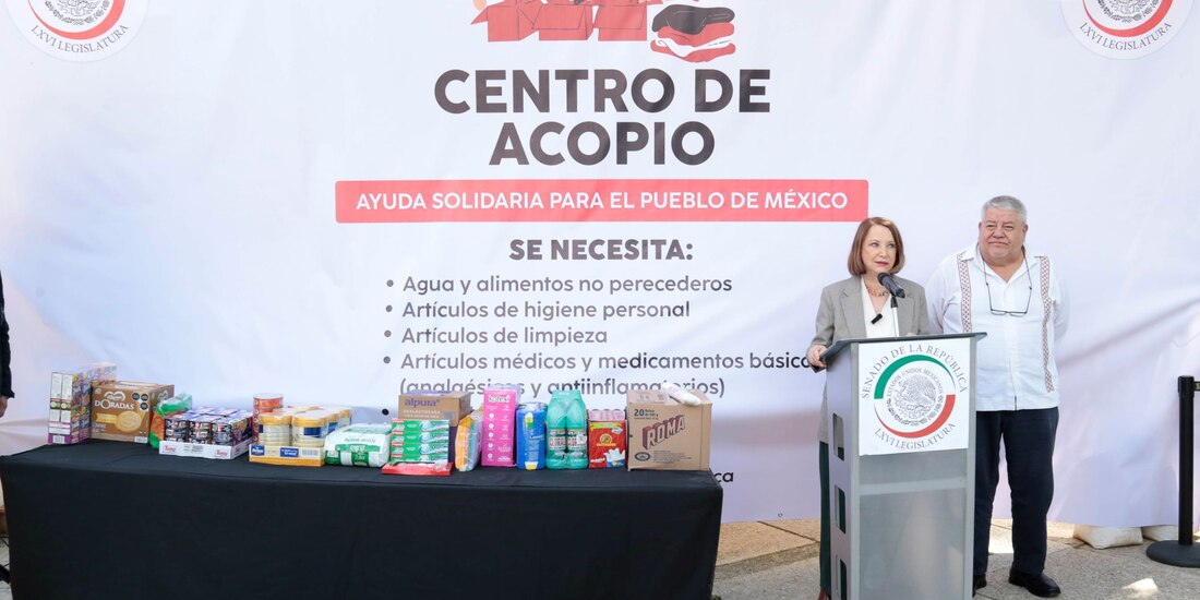 Senado instaló un centro de acopio para ayuda a damnificados por lluvias en cinco estados.