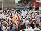 MOVILIZACIÓN, ayer, en Paraíso,
Tabasco, para apoyar a Alfonso Baca Sevilla.
