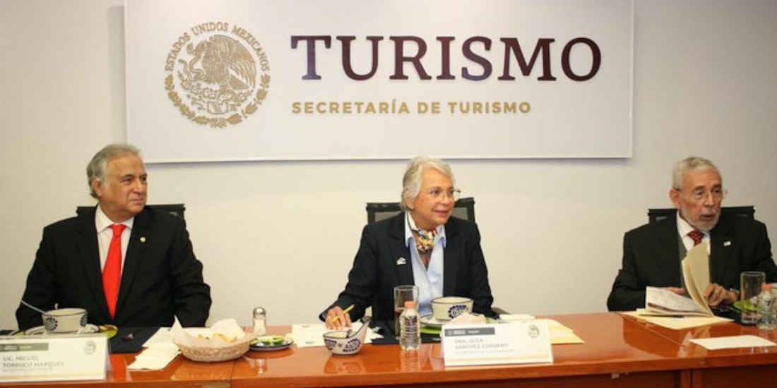 Los titulares de Sectur, Miguel Torruco, de Segob, Alga Sánchez Cordero, y de SCT, Jorge Arganis, anunciaron la digitalización de los servicios migratorios
